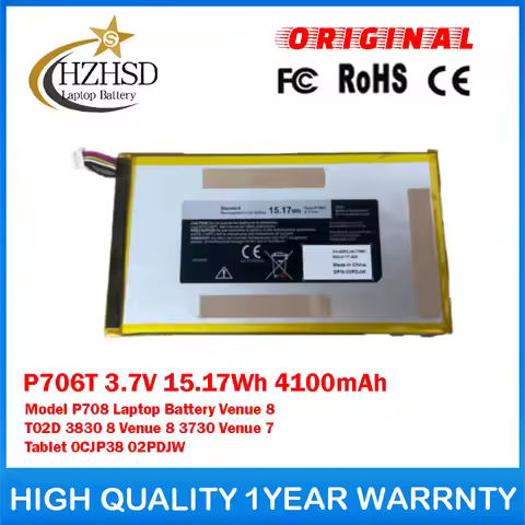 P706T 3.7V 15.17Wh 4100mAh Model P708 Genuine Original Laptop Battery For Dell Venue 8 T02D 3830 8 V