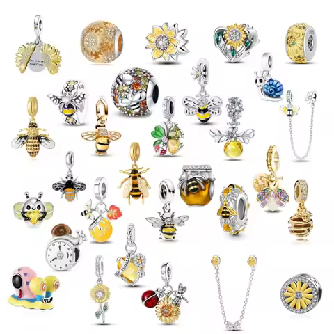 New Honeycomb&Snail&Bee Charm sunflower Bead Fit Original Bracelet DIY Accessory Jewelry 925Silver w