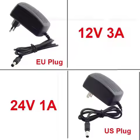 12V 3A 24V 1A AC to DC Adapter 100V-240V Power Adapter Charger 5.5mmx2.5mm 2.1mm EU US Plug For LED 