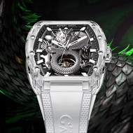 BONEST GATTI New Watch Skeleton Dragon Pattern Crystal Glass Case Men's Automatic Mechanical Watch L
