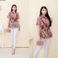 Avian Blouse Wanita Atasan Wanita Blouse Batik Lengan Pendek