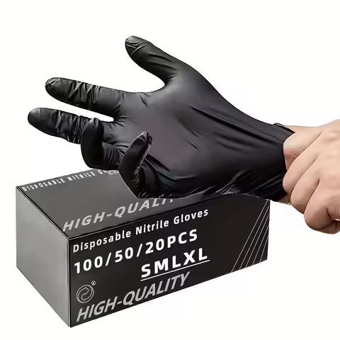 100/50/20PCS Black Nitrile Gloves Thickened Disposable Gloves for Cleaning Hairdressing Waterproof D