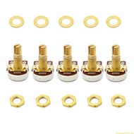 SUN 5pcs A500K Potentiometer Splined  Electric Guitar Bass Effect Amp Tone Volume