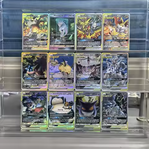 12Pcs English Pokemon Collection Cards TAG TEAM Raichu Charizard Mewtwo Zekrom Gengar Snorlax GX Cla