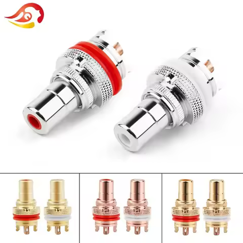 QYFANG RCA Female Socket Chassis CMC Connector Rhodium Plated Copper Jack 32mm Copper Plug Amp HiFi 