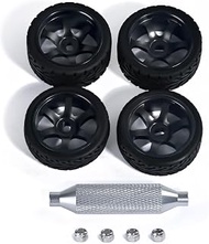 6 Spoke Wheel Rims & Rc Car Speed Tires for 1/28 RC Hobby Model Car, [2*Narrow+2*Wide] 4 Pcs 20mm Al
