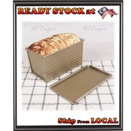 Toast box 450g Non Stick Loaf Pan Loaf Tin Bread Pan Bread Loaf Bekas Roti长方形吐司盒面包模具 不沾金色450g带盖波纹土司盒