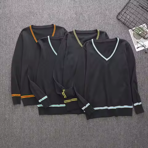 2019 New Sweater Slytherin Ravenclaw Hufflepuff Long Sleeve Sweater V-neck All-match Unisex Daily Cl