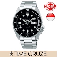 [Time Cruze] Seiko 5 Sports SRPD55  Automatic Silver Stainless Steel Band Black Men Day Date Watch SRPD55K1 SRPD55K