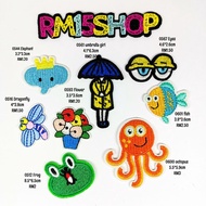 Iron On Patches Flower Bouquet Spongebob Fish Frog Umbrella Embroidery Design Clothing Outfit Kpop H