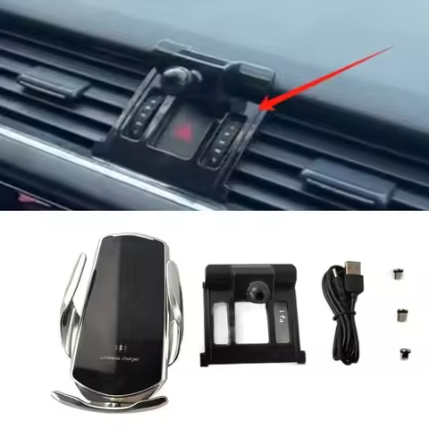 15W Fast Charging Wireless Charger Car Mount Phone Holder Automatic Clamping For 2015-2021 Skoda OCT