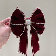 Double Layer Bow Hairpin Velvet Bow Hair Clip Women Girl Elegant Rhinestone Bow Tie Hair Pins Vintag