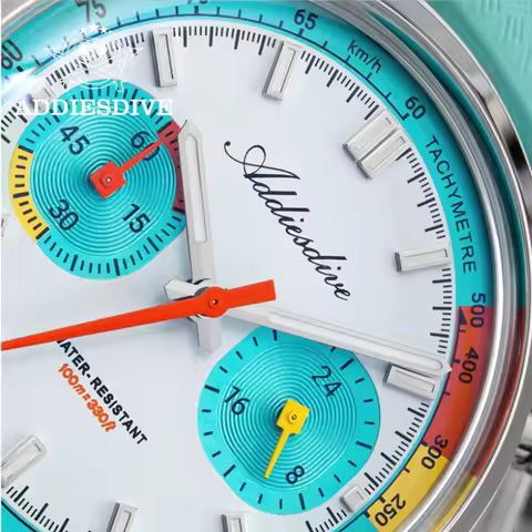 ADDIESDIVE reloj 38mm AD2549 Chronograph Watch BGW9 Super Luminous 10Bar Waterproof FKM Strap 0S21 M
