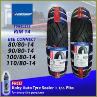 ☍ ● ♒ EUROGRIP Bee Connect Tires RIM 14 Tubeless Tires ( 80/80-14, 90/80-14, 100/80-14, 110/80-14 )