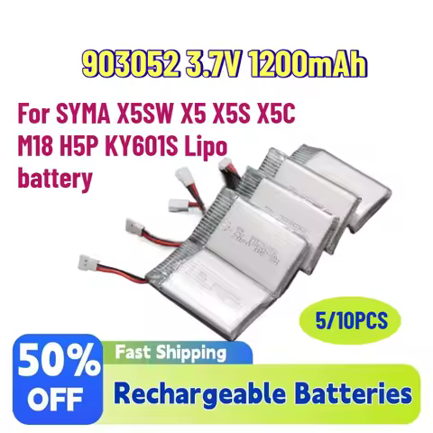 In Stock 5/10PCS 903052 3.7V 1200mAh Rechargeable Battery for SYMA X5SW X5 X5S X5C M18 H5P KY601S Li