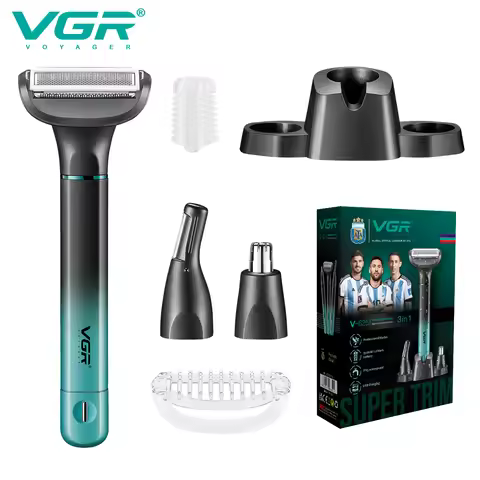VGR 625 3in-1 Men's Personal Hair Trimming Set Rechargeable Professional Foil Shaver Portable Nose H
