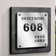 Silver Square Stainless steel perforated door sign, housewarming gift sign HDB Unit Customised Unit 