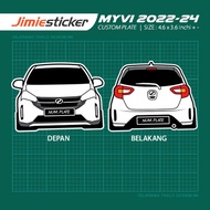 Sticker Kereta Myvi 2022, Sticker Belakang, Custom Warna dan Nombor Plate.
