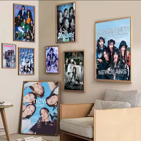 Girl Band N-NewJeans Vintage Posters Sticky Whitepaper Prints Posters Artwork Posters Wall Stickers