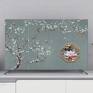 Chinese Flower Pattern Dust Cover,Indoor TV Cover Dust Proof,Universal Curved Screen Desktop Wall Mounted TV Protective Cover Screen Saver Accessories(Size:49-52in(118x70cm),Color:C)