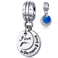 GEMDAZZ 925 Sterling Silver Valentines Day Charms Heart Charms, I Love You to The Moon and Back Pend
