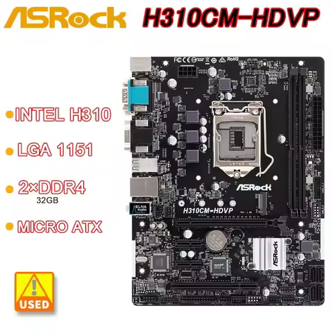 ASRock H310CM-HDVP Motherboard LAG 1151 Intel H31 DDR4 32GB SATA3 M.2 support i7-9700F i5-9400 i5-84