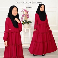 Mariana Dress Kids Gaun Labuh Kembang Budak Perempuan Jubah Hitam Putih Muslimah Khatam Umrah Haji K