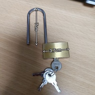 7cm Length Brass Padlock Garage Shed Gate Locker Lock Suitcase Toolbox Long Shackle with 4 Keys