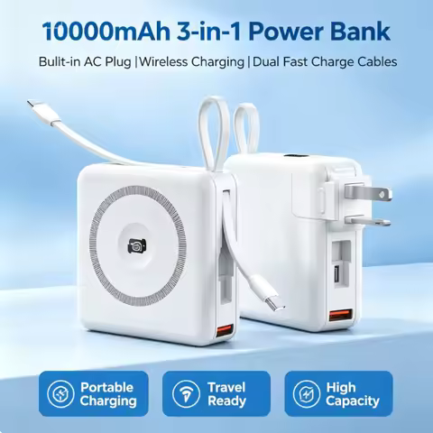 Cross-border Qi2 with Built-in Cable PD 20W Fast Charge AC with Plug 10,000mAh Semi-solid Battery Ma