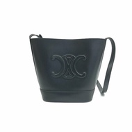 Celine 黑色 triomphe 水桶 浮雕 logo 肩背包