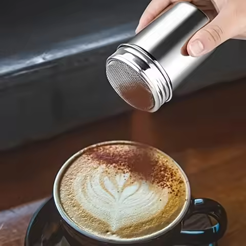 Stainless Steel Powder Sugar Shaker Duster with Lid,Fine Mesh Shaker Powder Cans for Baking Soda Coc