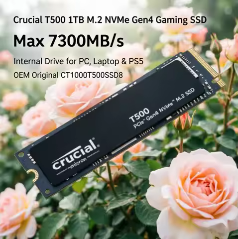 Crucial T500 1TB M.2 NVMe Gen4 Gaming SSD, Max 7300MB/s, Internal Drive for PC, Laptop & PS5, OEM Or
