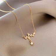 1 Pcs Luxury Cool Wind Lightning Shape Gold Plated Copper Pendant With Stainless Steel Chain Combination Necklace