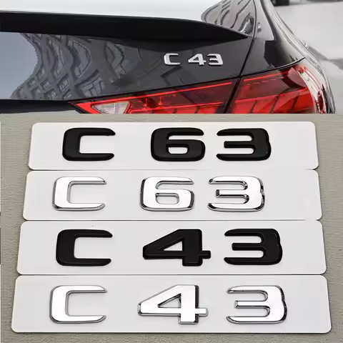 3D ABS Car Logo C43 C63 Emblem for W203 W204 W205 C 43 63 Car Rear Trunk Badge Letters Sticker Acces