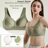 [Queen's Secret] M-3XL Japan SUJI fixed cup + wide strap large bra, women's plus-size seamless support anti-sag one-piece bra