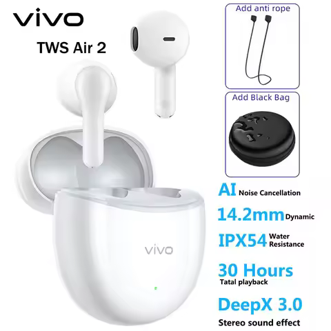 Original Vivo TWS Air 2 Earphone Bluetooth 5.3 Dual Mic AI Noise Cancelling Wireless Headphone 30 Ba