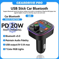 Car Bluetooth Transmitter 5.0/Colored RGB//FM Bluetooth Transmitter/Stable connection/Ambient light