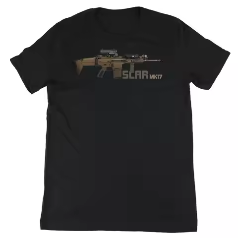 SCAR MK 17 Battle Rifle Graphic T-Shirt Premium Short Sleeve Tee Men's 100% Cotton Casual T-shirts L