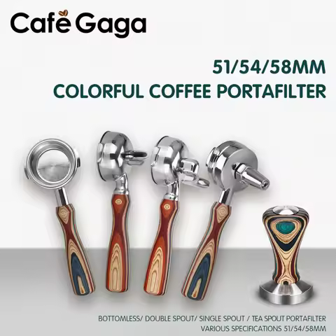 Coffee Bottomless Double Spout Portafilter For 51mm 54mm 58mm Stainless Steel Coffee Tamper Espresso