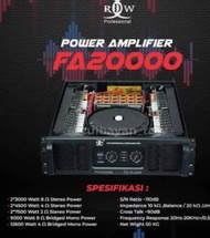 BEST POWER AMPLIFIER RDW PROFESIONAL FA20000 FA 20000 ORIGINAL MURAH