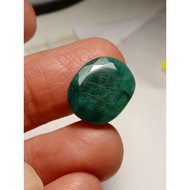 Batu Zamrud Asli 10.35 carat FACETED OVAL CABOCHON Cut 16 X 13 X 5 MM Translucent ZAMBIA Green Emerald+ IKAT CINCIN