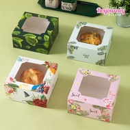 Boxjourney Wide Window Snack Box (Half Pound Cake Box) White/Kraft/Print (20'S/Pack)