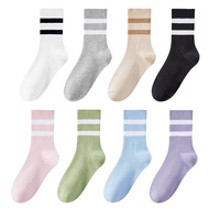100% Pure Cotton Socks Women's Summer Thin Pure Cotton Mid-Calf Length Socks Antibacterial Spring &amp; Fall Women's Maternity Socks White Stockings