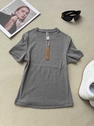 Skims Kardashian Rib Short Sleeve Stretch T-Shirt Slim Fit Slimming Inner Womens Short Sleeve T-Shir