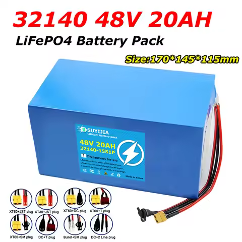 48V 20Ah 32140 LiFePO4 Battery 15S1P 5C High power Grade A With 30A BMS For 54.6V E-two wheelers mot