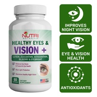 Nutri Botanics Healthy Eye & Vision - Lutein Eye Supplement with Bilberry Astaxanthin Zeaxanthin Eye