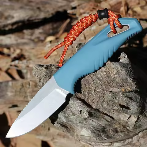 Tactical Survival Hunting Straight Knife BM 18050 CPM-MagnaCut 2.7" Stonewash Fixed Blade Knife Blue