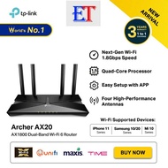 TP-LINK WiFi6 AX1800 (Archer AX20) Gigabit Wireless Wi-Fi Router For UniFi / Maxis / Time Fiber, AX 
