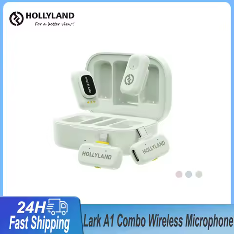 Hollyland LARK A1 Combo Wireless Lavalier Lapel Microphone USBC for iPhone Android Noise Cancelling 