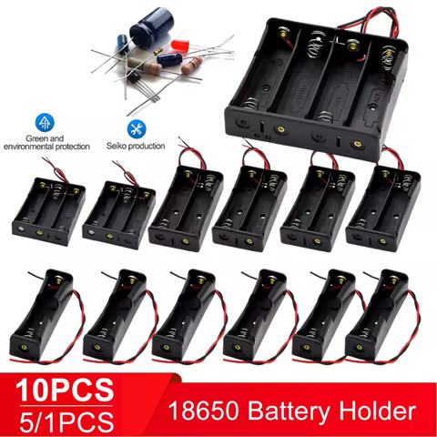 10/5/1PCS 1 2 3 4 Slot 18650 Battery Holder Power Bank with Wire Lead Plastic Battery Storage Box Ca